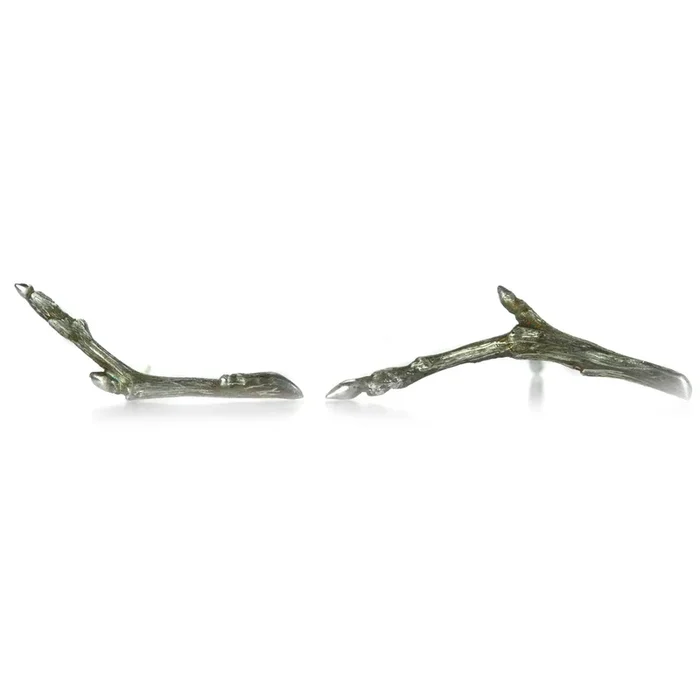 Asymmetrical Sterling Silver Branch Studs