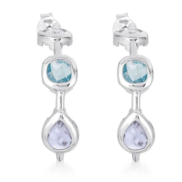 Aubrey Aqua And Lavender Hoop Last Pair Earrings