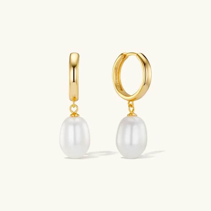 Aura Pearl Hoop Earrings Gold