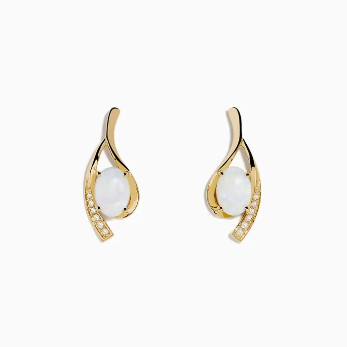 Aurora 14K Yellow Gold Opal and Diamond Earrings