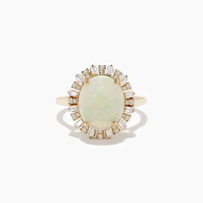 Aurora 14K Yellow Gold Opal Diamond Ring