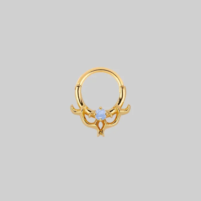 AURORA. Cosmic Waves Opalite Septum Clicker Ring – Gold