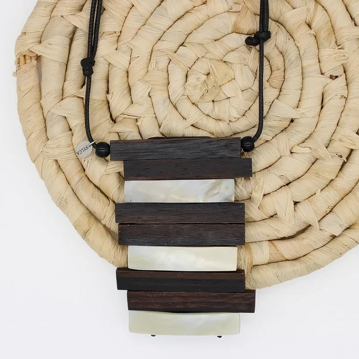 Aurora Wood and Shell Inlay Pendant