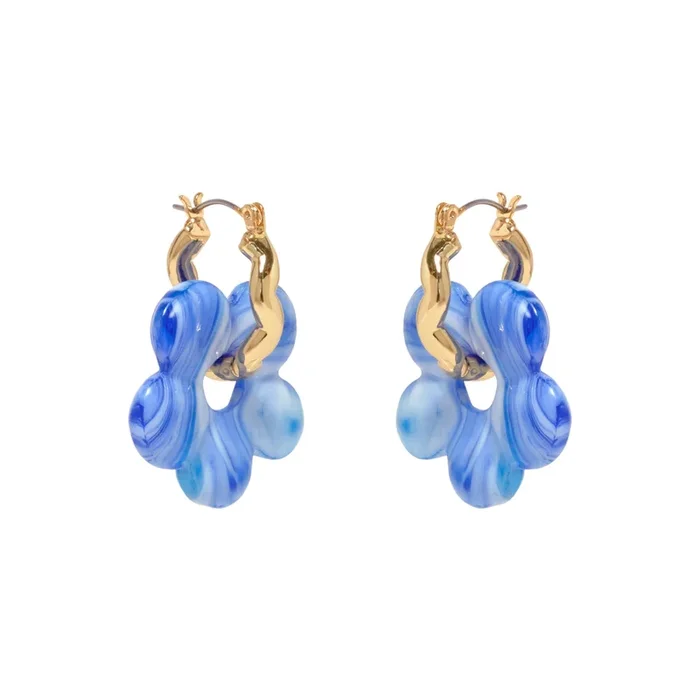 Aya Hoops in Gold & Blue Glass