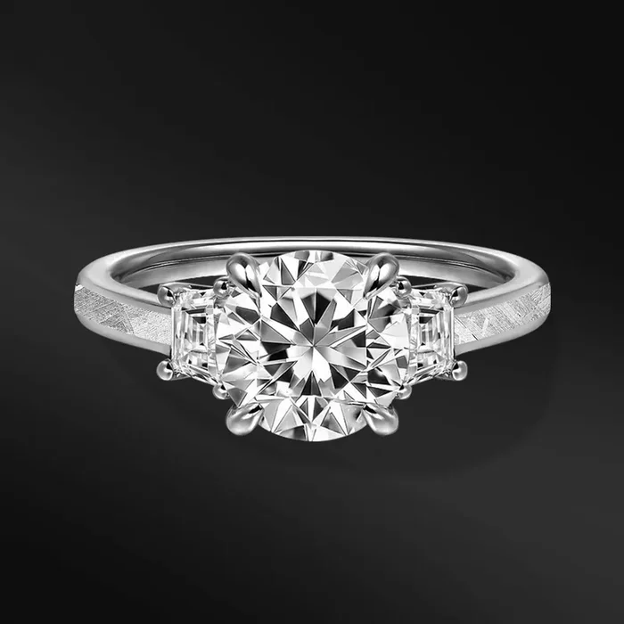 Ayesha Star – 14K Gold or Sterling silver Ring for Women | 2CT Brilliant Cut Certified Moissanite Engagement Ring | Muonionalusta Meteorite | D – Color, VVS1 Clarity
