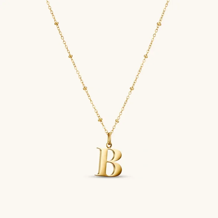 B Initial Pendant Necklace Gold