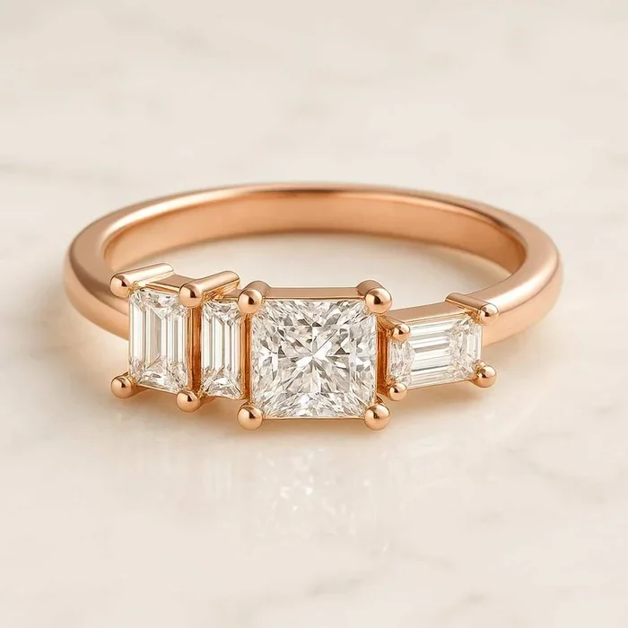 Baguette And Princess Shape Lab Diamond Wedding Band For Her