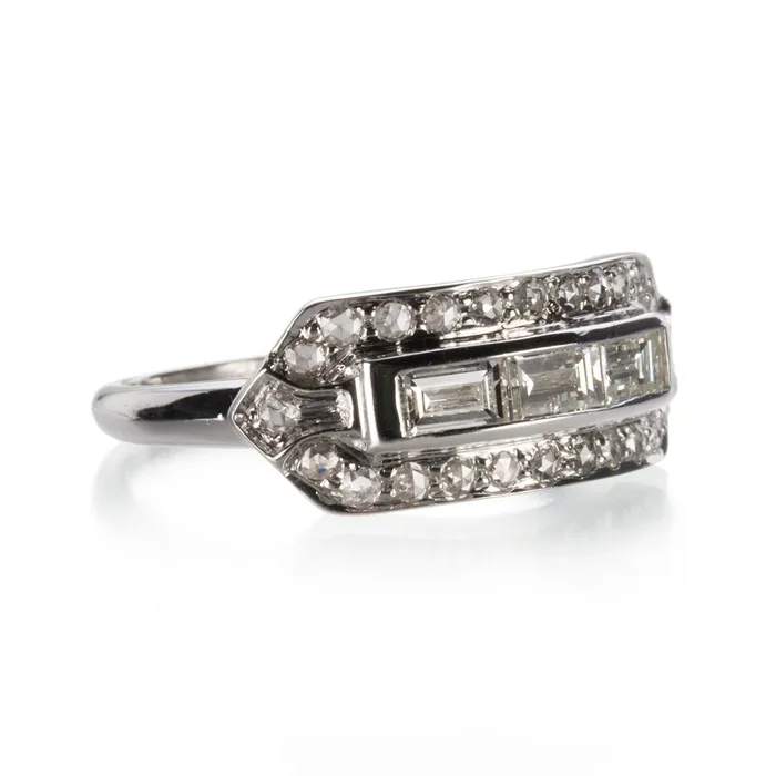 Baguette and Rose Cut Diamond Ring