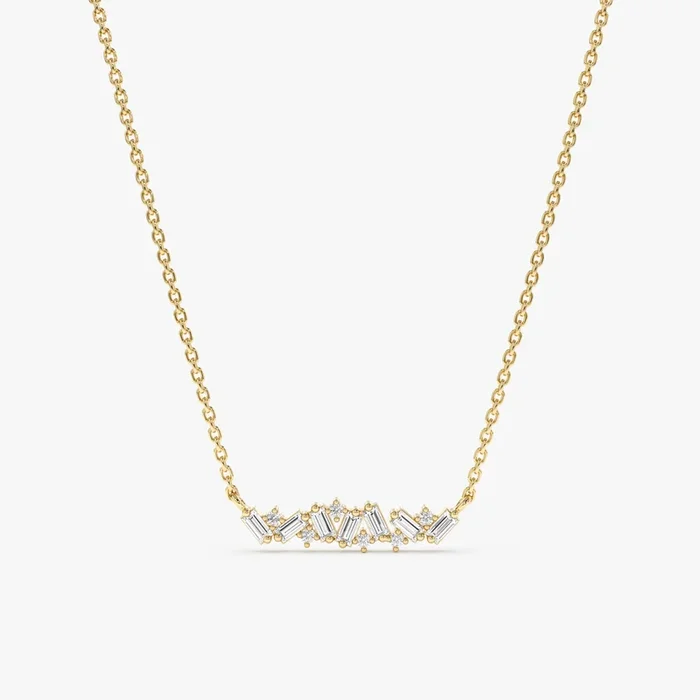 Baguette Diamond Cluster Necklace, Nyla