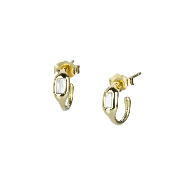 Baguette Diamond Huggie Hoops