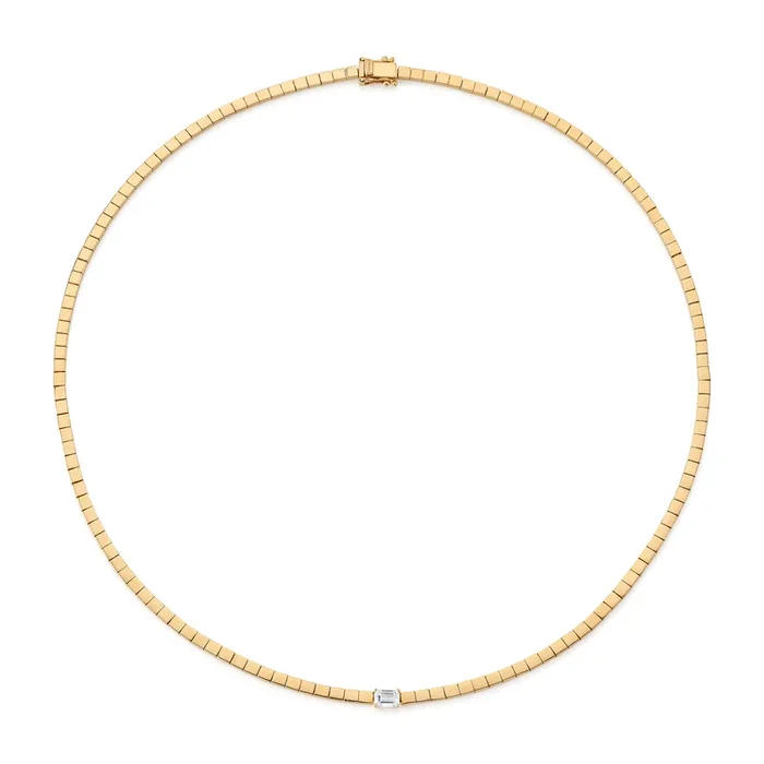 Baguette Diamond Smooth Collar Necklace