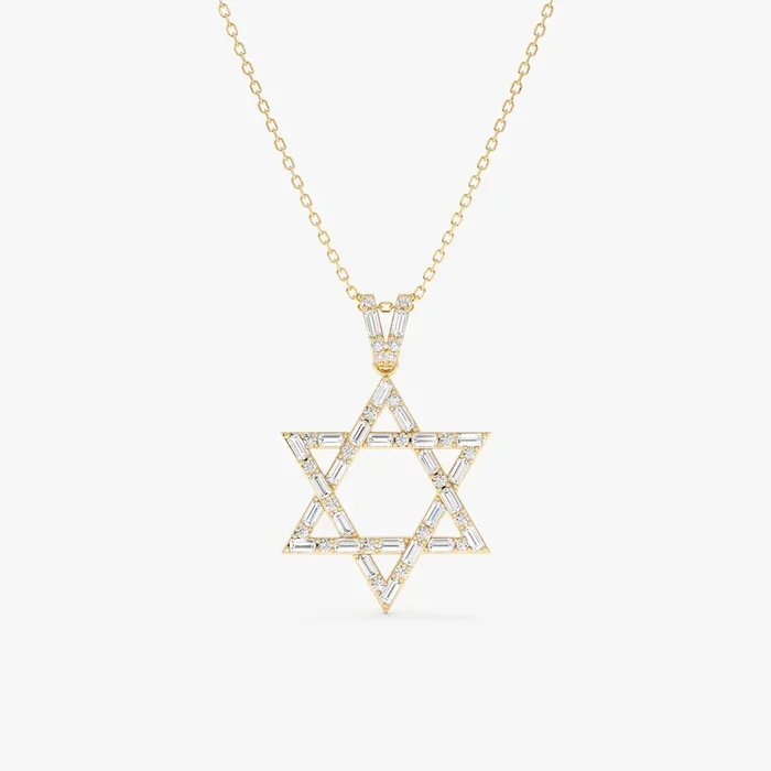 Baguette Diamond Star of David Necklace, Saphina