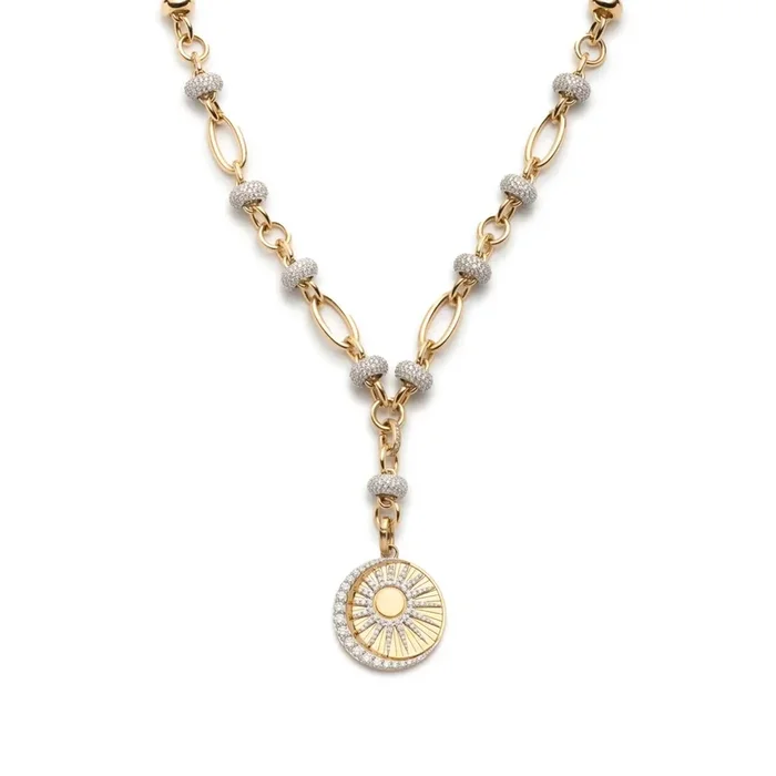 Balance Orbit Extension Necklace : in Yellow Gold with Diamonds
