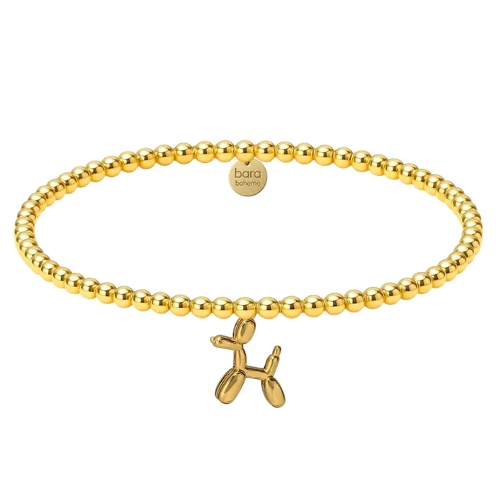 Balloon Dog Charm | Gold Filled Beaded Bracelet
