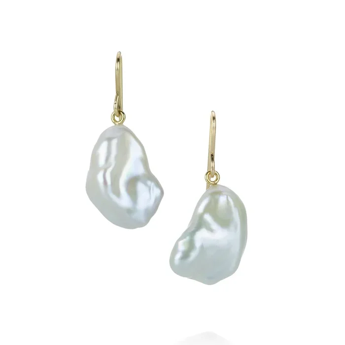 Baroque White Freshwater Pearl Drop Earrings