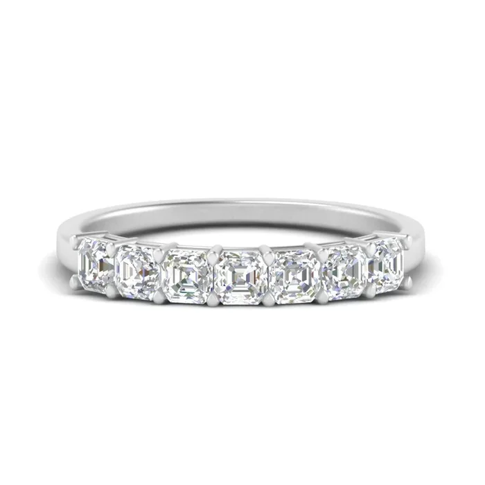 Basket Prong Seven Asscher Cut Anniversary Ring 1 Ct