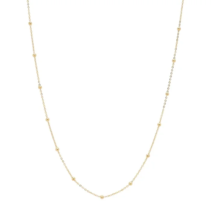 Bead Station Necklace in 14kt Yellow Gold