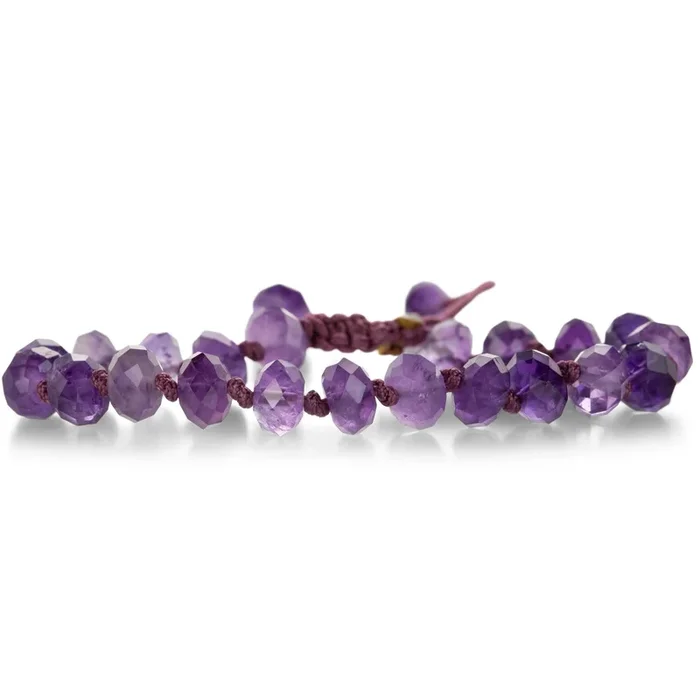 Beaded Bracelet with 8mm Faceted Amethyst