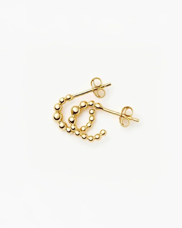 Beaded Mini Hoop Earrings | 18k Gold Plated