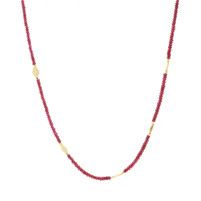 Beaded Ruby and Gold Necklace