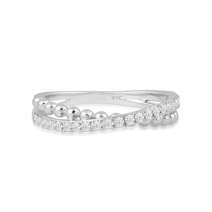 Beads and Diamond Crossover Fashion Ring