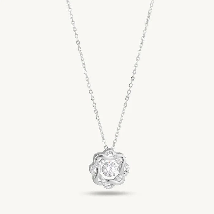 Bejeweled Flower Necklace | Silver
