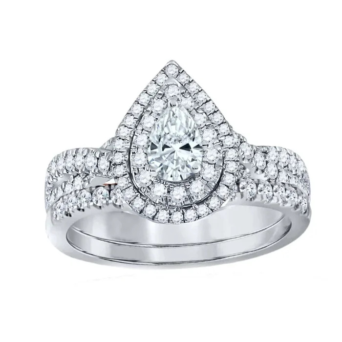 Bellissimo 1ctw Certified Diamond Double Halo Bridal Set
