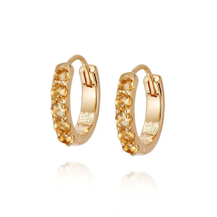Beloved Citrine Huggie Earrings 18ct Gold Plate