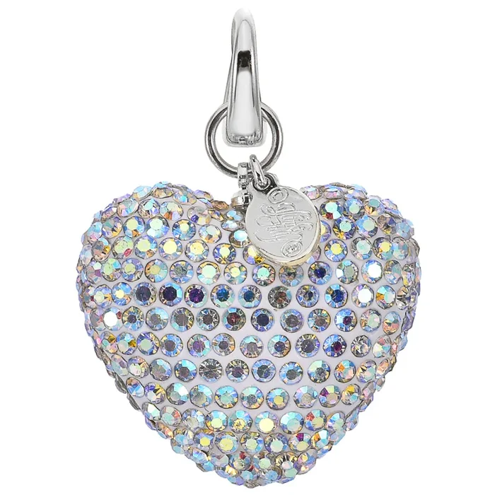 Beloved Heart Open Ring Charm (Sterling Silvertone/Crystal AB)