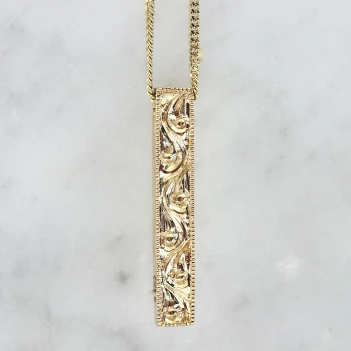 Below Deck Engraved Vertical Bar Necklace