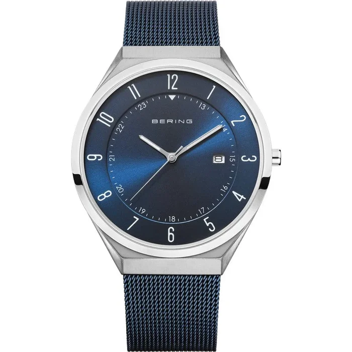 Bering Men’s Ultra Slim Blue Mesh Watch