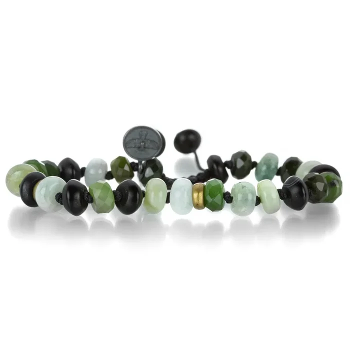 Beryl, Jade and Onyx Beaded Bracelet