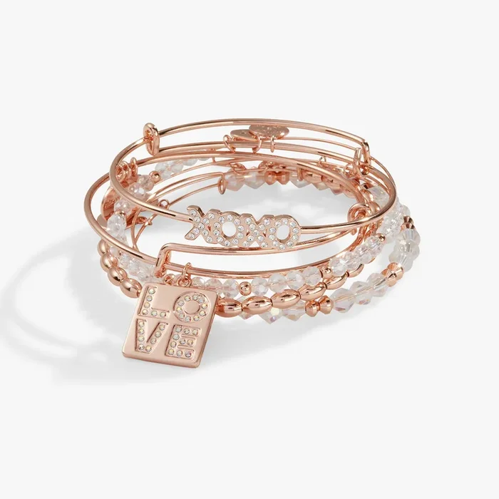 Better Than a Box of Chocolates ‘LOVE’ Charm Bangle, Set of 5