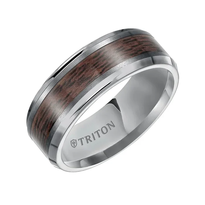 Bevel Edge Wood Finish Contemporary Band