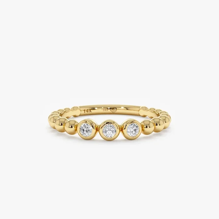 Bezel Diamond Beaded Ring, Camila