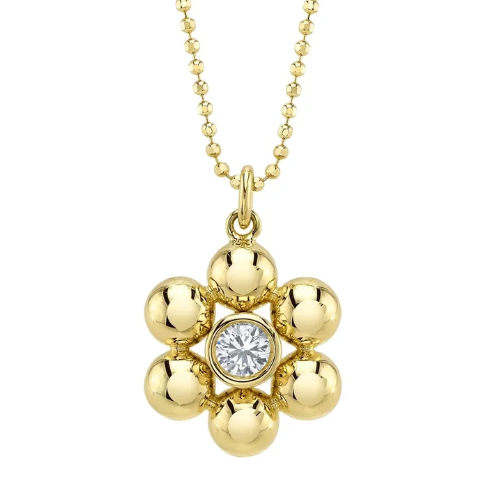 Bezel Flower Ball Chain Necklace