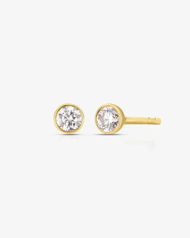 Bezel-Set Petite Diamond Studs