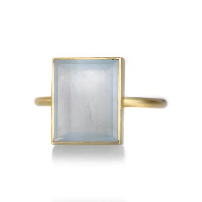 Bezel Set Rectangular Aquamarine Ring