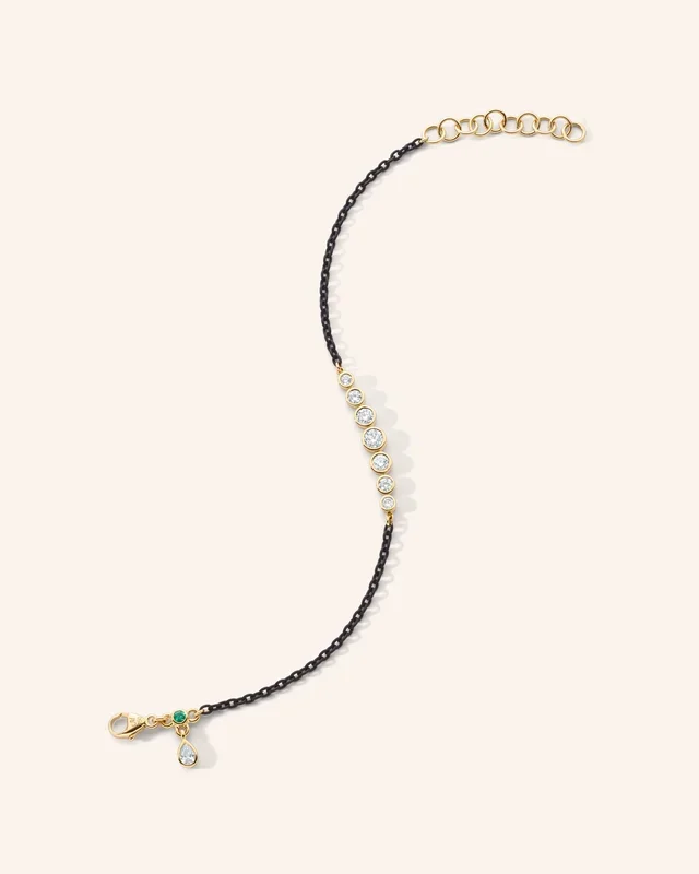 Bezel Set Round Diamond and Black Steel Tennis Bracelet