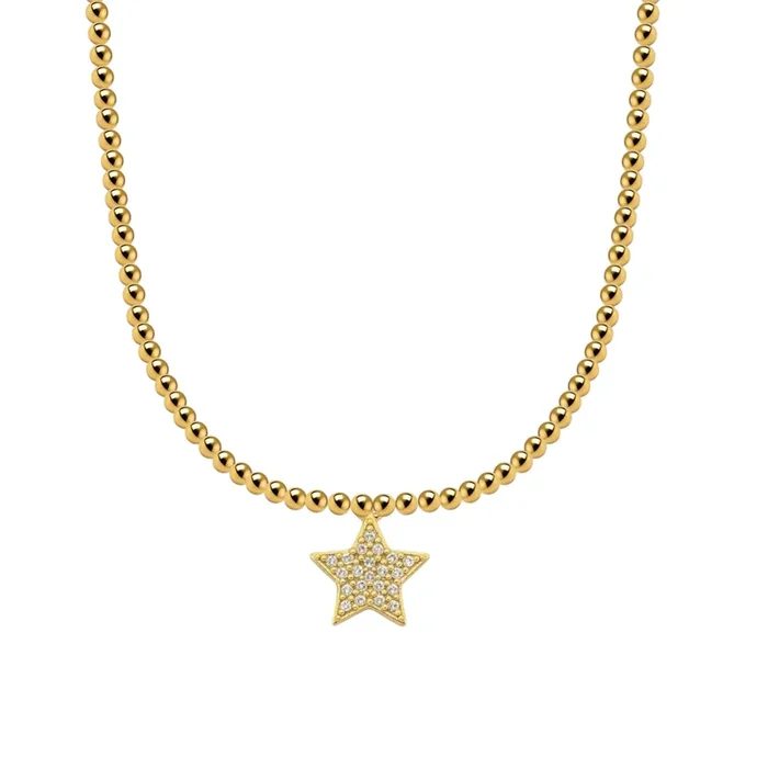Big Star Charm | Gold Filled Beaded Necklace