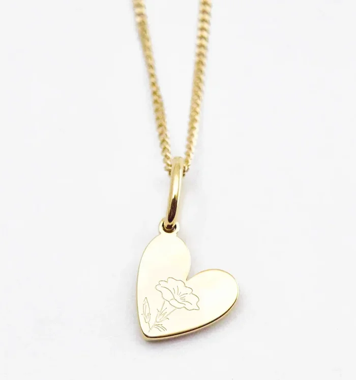 Birth Flower Heart Necklace – Morning Glory