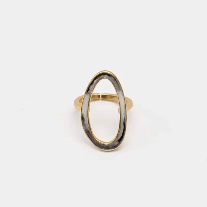 Black & White Oval Adrianne Ring