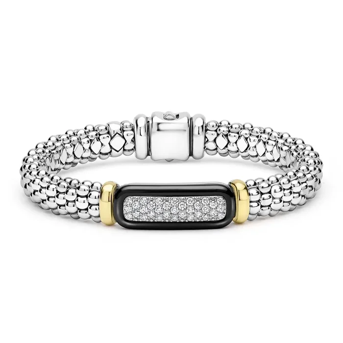 Black Caviar Two-Tone Black Ceramic Diamond Caviar Bracelet | 9mm