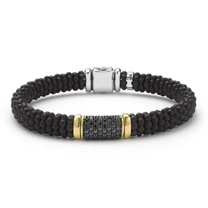 Black Caviar Two-Tone Matte Black Ceramic Black Diamond Bracelet | 9mm