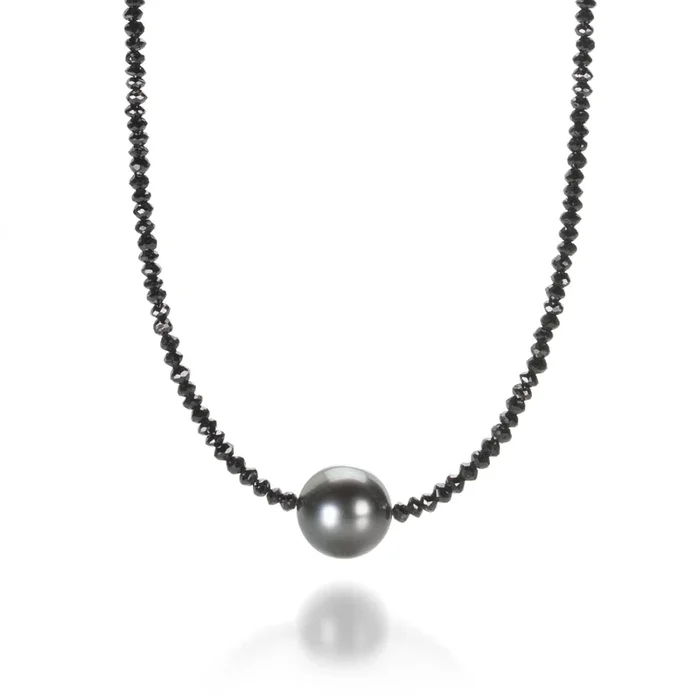 Black Diamond and Tahitian Pearl Necklace