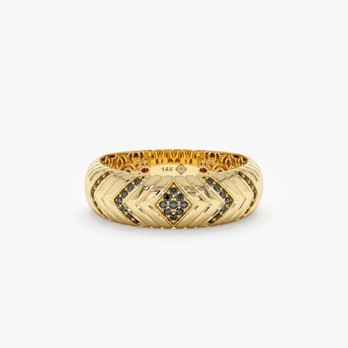 Black Diamond Chevron Ring, Lilith