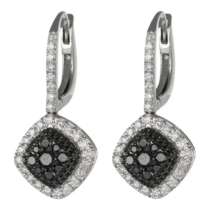 Black Diamond Earrings (Black Diamond 0.64 cts. White Diamond 0.76 cts.)