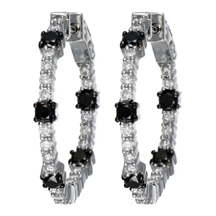 Black Diamond Earrings (Black Diamond 0.91 cts. White Diamond 0.79 cts.)