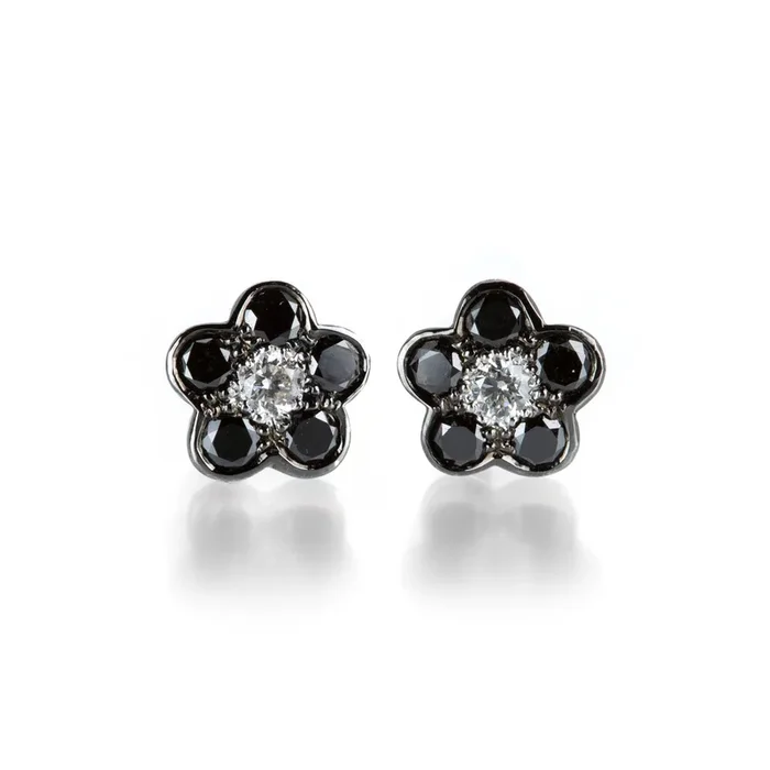 Black Diamond Flower Studs