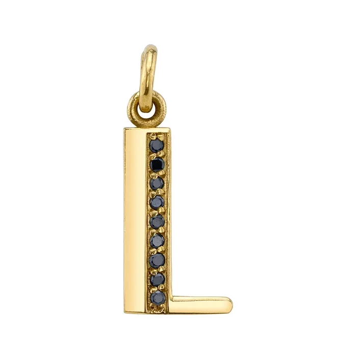 Black Diamond Letter Charm